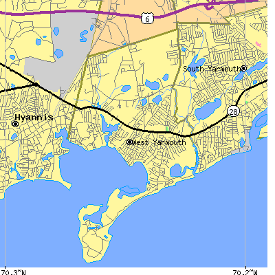 Zip code 02673 close-up map