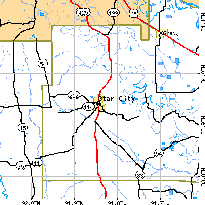 Zip code 71667 close-up map