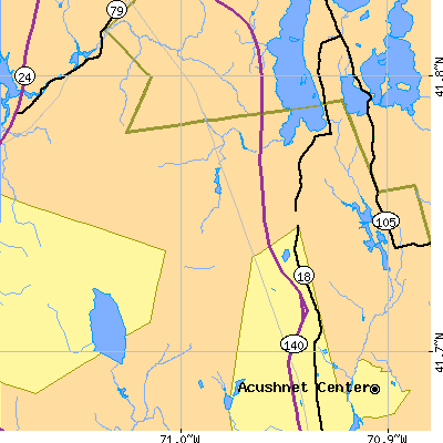 Zip code 02717 close-up map