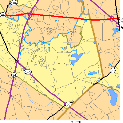 Zip code 02718 close-up map