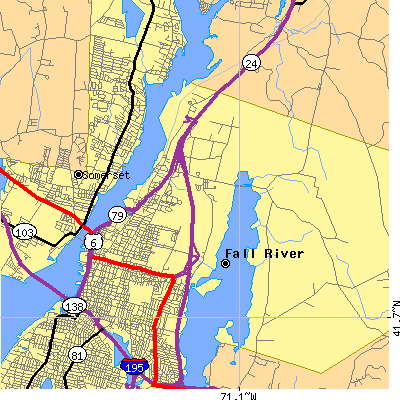 Zip code 02720 close-up map