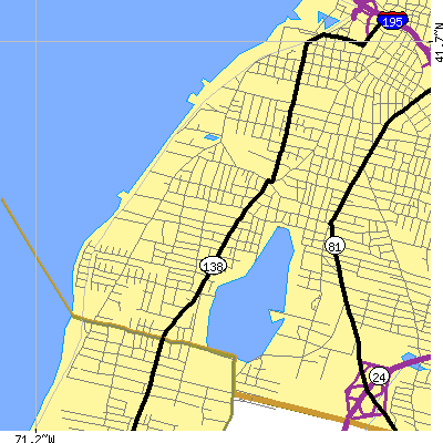Zip code 02724 close-up map