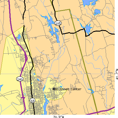 Zip code 02743 close-up map