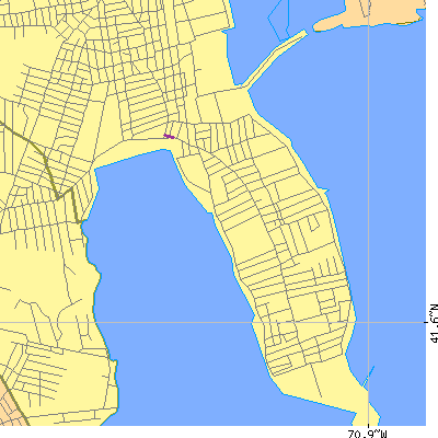 Zip code 02744 close-up map