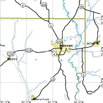 Zip code 71671 close-up map