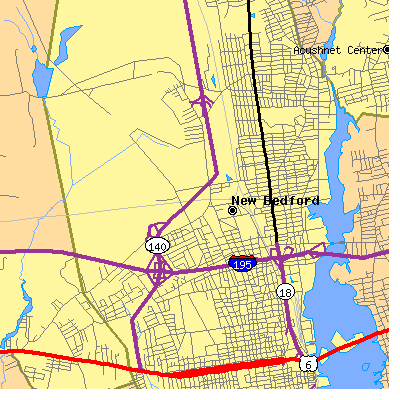 Zip code 02746 close-up map