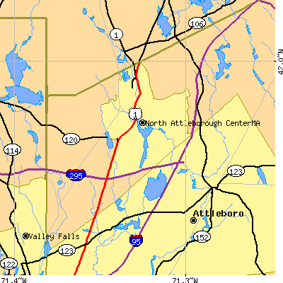 Zip code 02760 close-up map