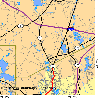 Zip code 02762 close-up map