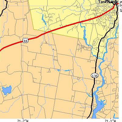 Zip code 02764 close-up map