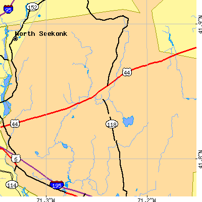 Zip code 02769 close-up map