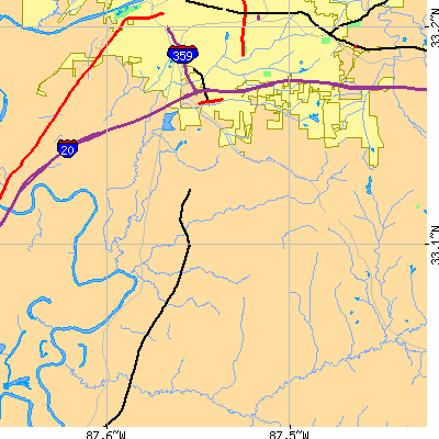 Zip code 35405 close-up map