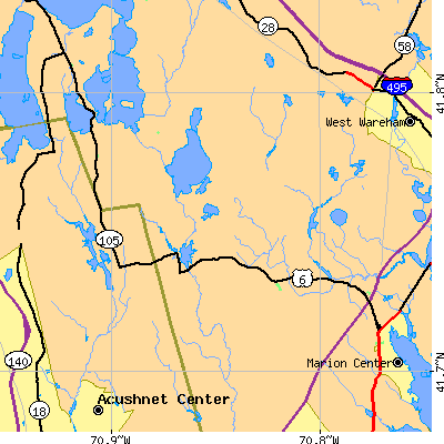 Zip code 02770 close-up map
