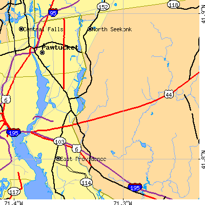 Zip code 02771 close-up map