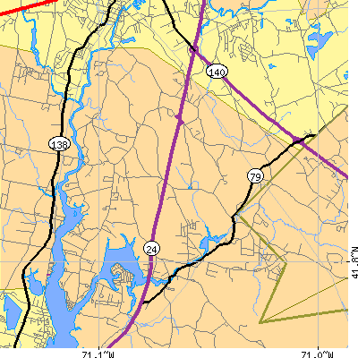 Zip code 02779 close-up map