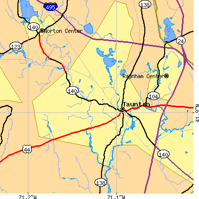 Zip code 02780 close-up map