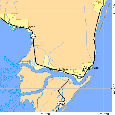 Zip code 48001 close-up map