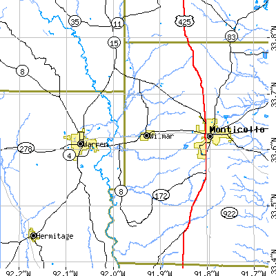 Zip code 71675 close-up map