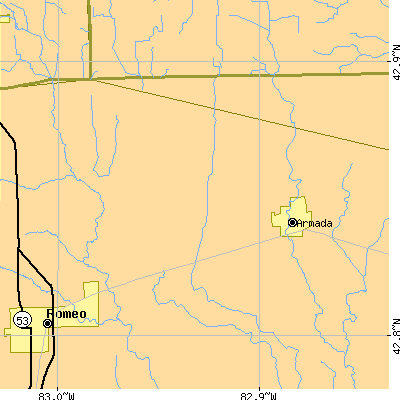 Zip code 48005 close-up map