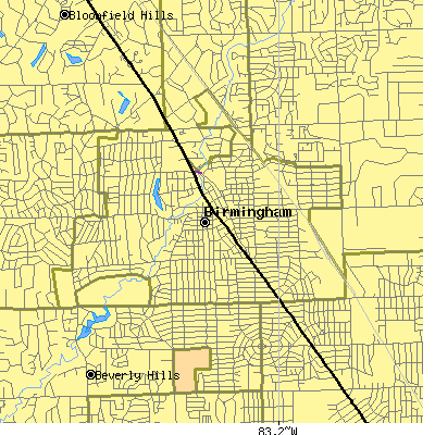 Zip code 48009 close-up map