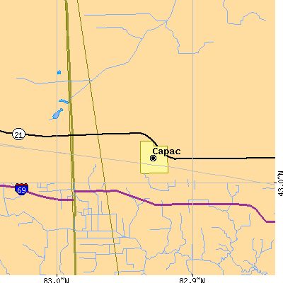 Zip code 48014 close-up map