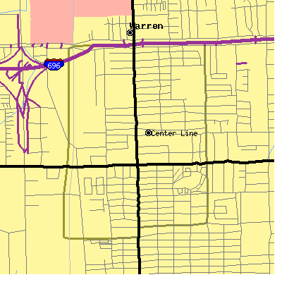 Zip code 48015 close-up map
