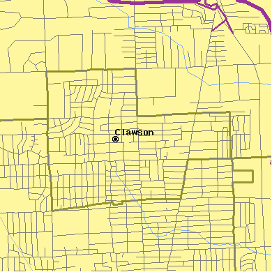Zip code 48017 close-up map