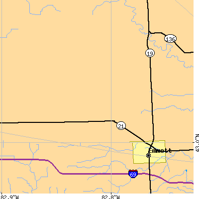 Zip code 48022 close-up map