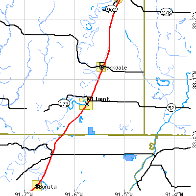 Zip code 71676 close-up map