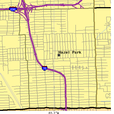 Zip code 48030 close-up map