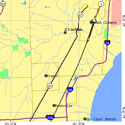 Zip code 48035 close-up map
