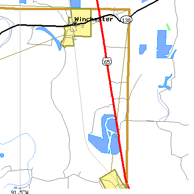 Zip code 71677 close-up map
