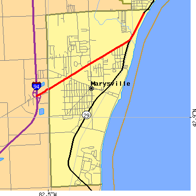 Zip code 48040 close-up map
