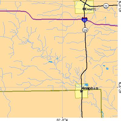 Zip code 48041 close-up map
