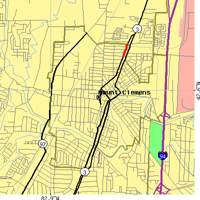 Zip code 48043 close-up map