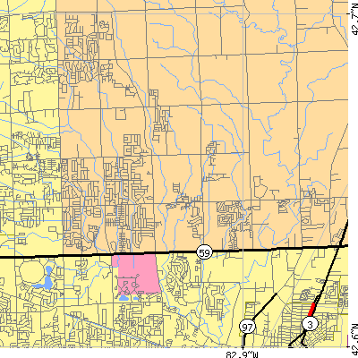 Zip code 48044 close-up map