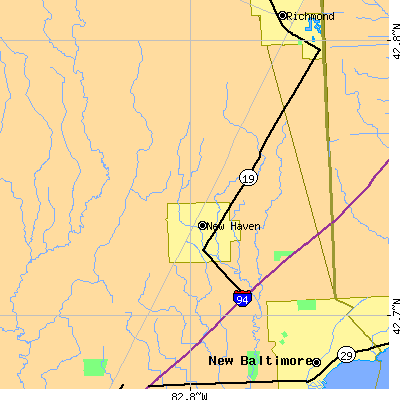 Zip code 48048 close-up map