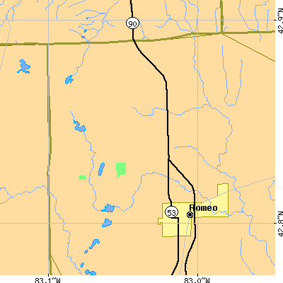 Zip code 48065 close-up map