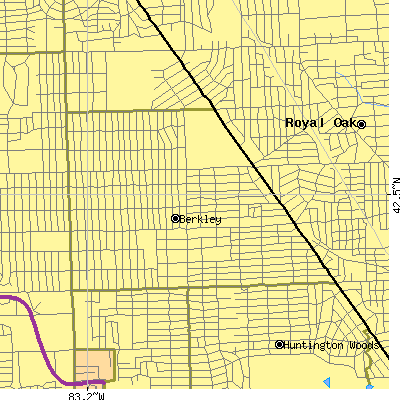 Zip code 48072 close-up map