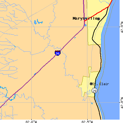 Zip code 48079 close-up map