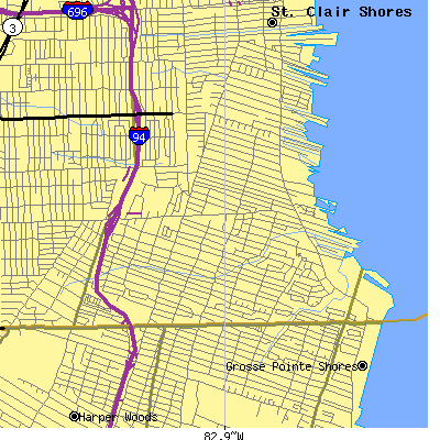 Zip code 48080 close-up map