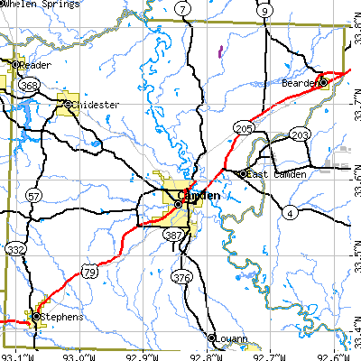 Zip code 71701 close-up map