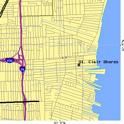 Zip code 48081 close-up map