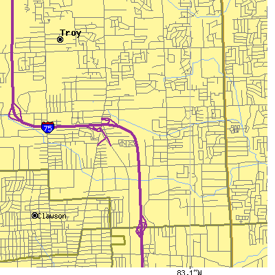 Zip code 48083 close-up map