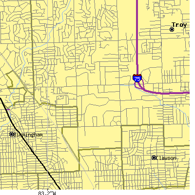 Zip code 48084 close-up map
