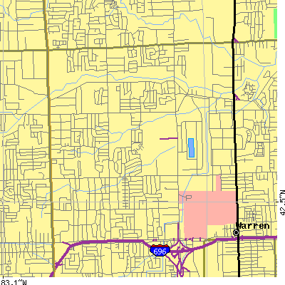 Zip code 48092 close-up map