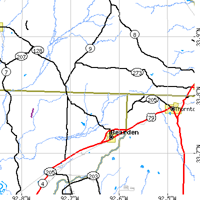Zip code 71720 close-up map