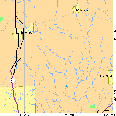 Zip code 48096 close-up map