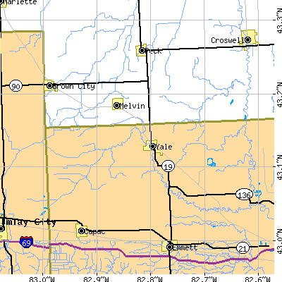 Zip code 48097 close-up map