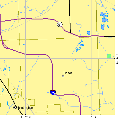 Zip code 48098 close-up map