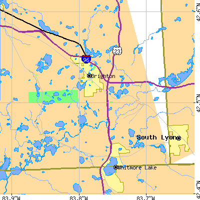 Zip code 48116 close-up map
